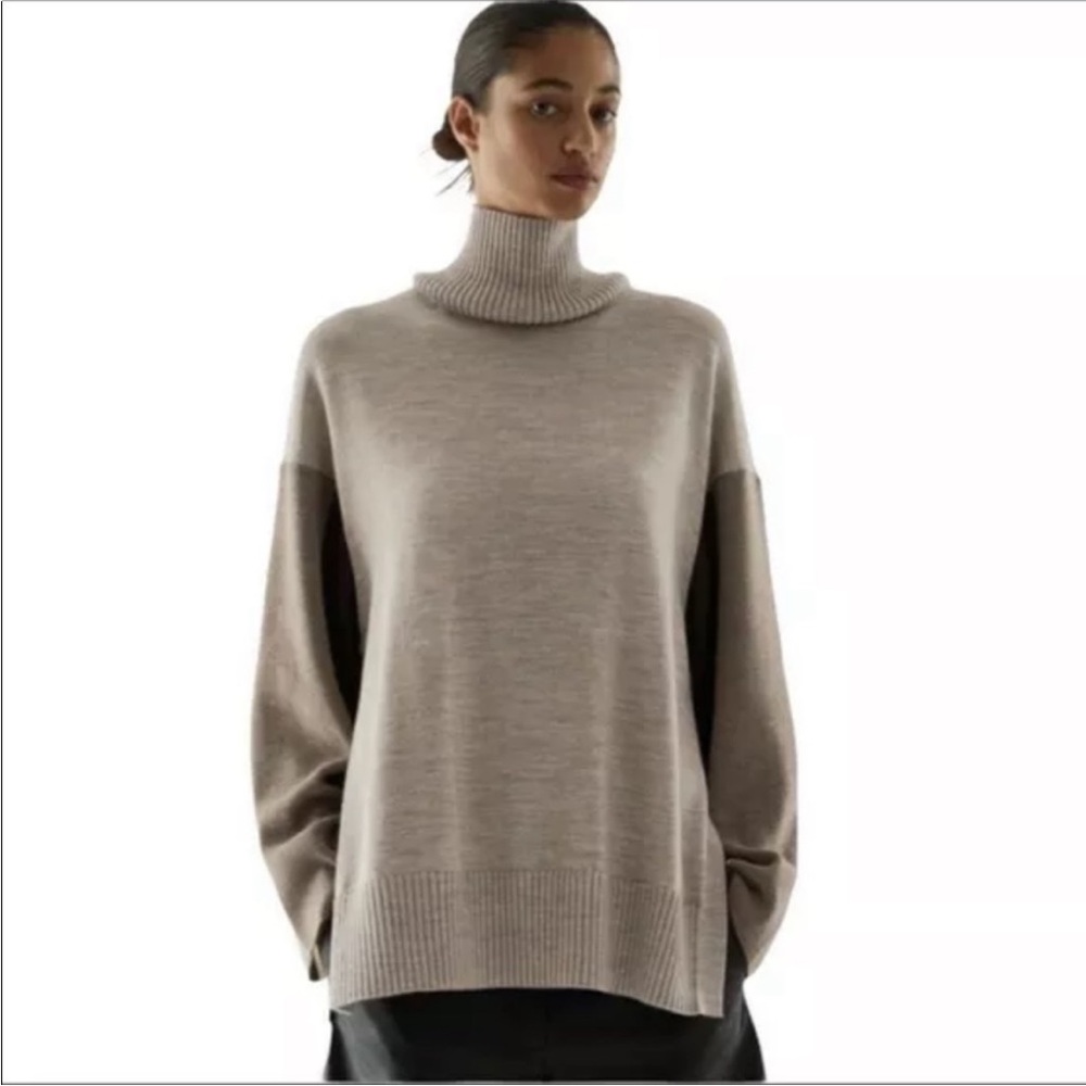 Cos Merino Contrast Color Block Brown Multicolore… - image 3